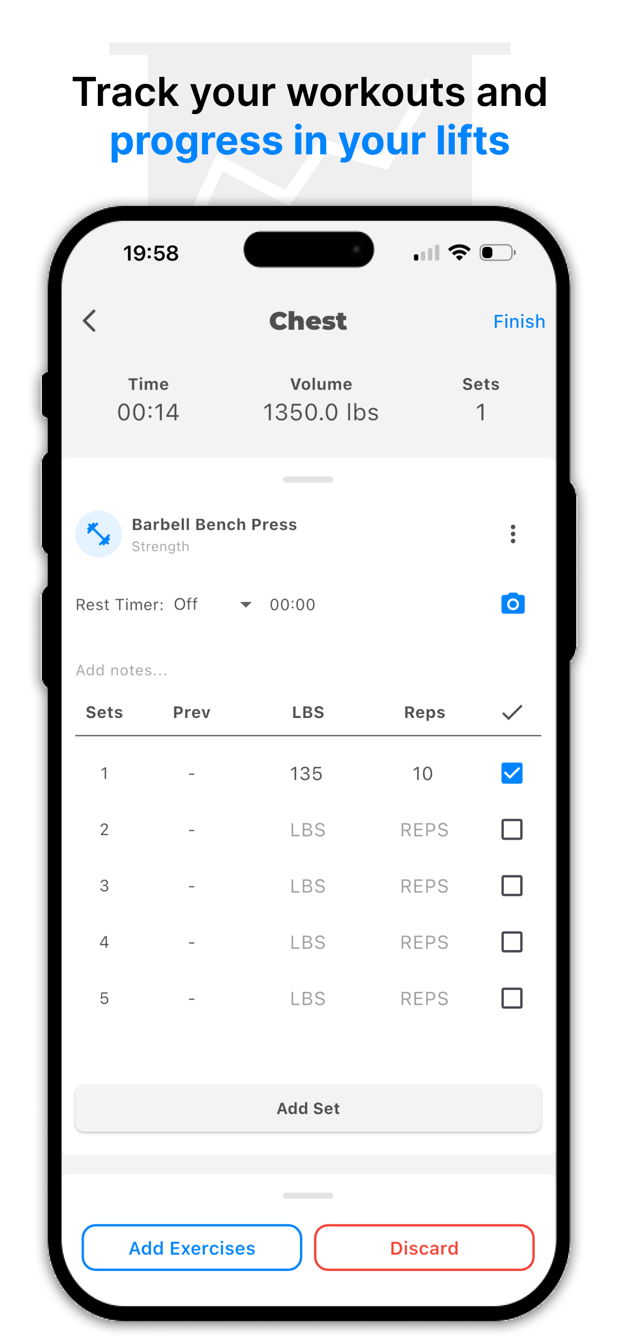Workout tracker screenshot