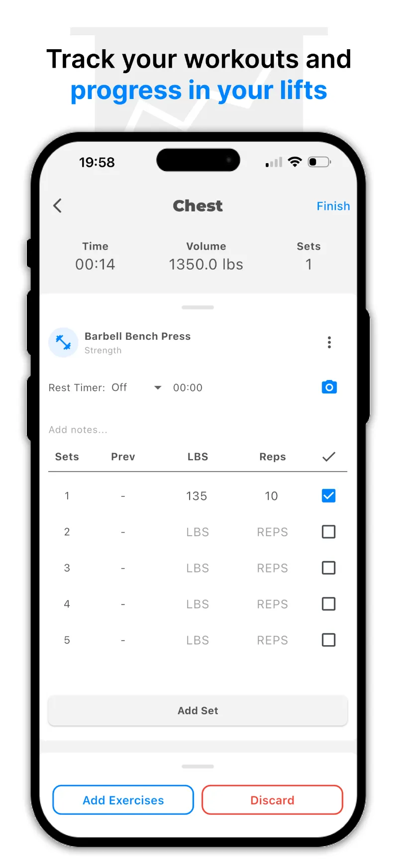 Workout tracker screenshot