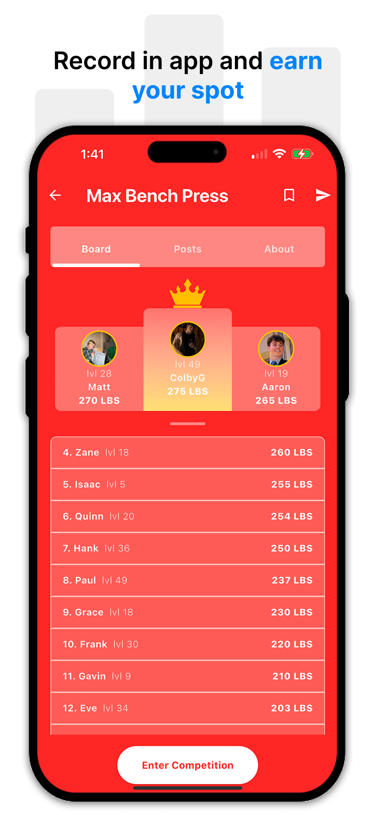 Max bench leaderboard screenshot
