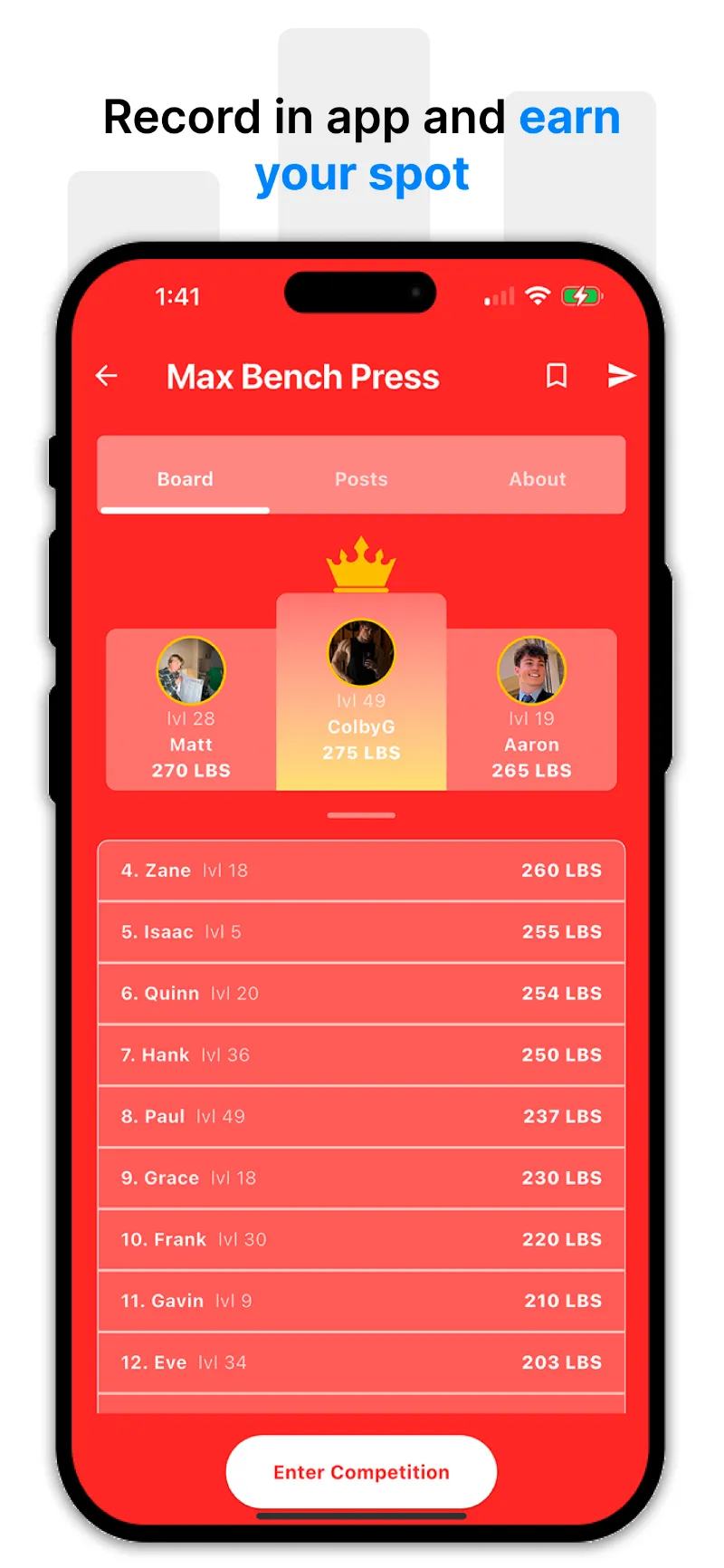 Max bench leaderboard screenshot